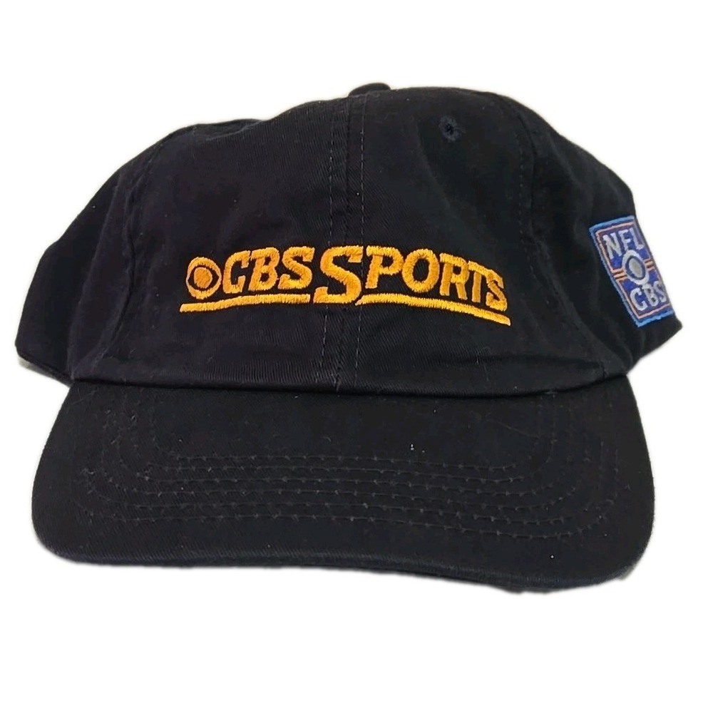 Vtg CBS Sports NFL Hat Arnold Brant Nu-Fit Side Hit Navy Blue Gold NWOT Rare